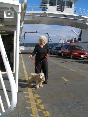 Liz and Sasha on ferry to Thetis island